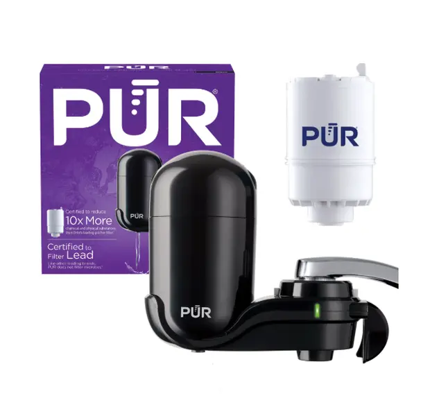 PUR Faucet Mount Water Filtration System, Water Filter for Sink Faucets, FM2000B, Black