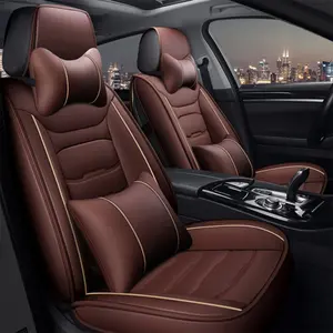 OTOEZ 5-Seat Full Set Car Seat Covers with 4 Pillows - Waterproof PU Leather Cushion Protectors, Universal Fit for Cars, Sedans, SUVs Slip Seat Cushion wear-resistant