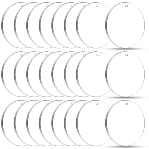 2D Flat, Transparent Acrylic Keychain Blanks - Clear Round Circles with Hanging Holes, Smooth Spherical Surface DIY Craft Rings for Christmas, Halloween, New Year's Decorations, Gifts, Party Favors & Everyday Use - Durable & Versatile