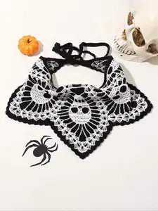 Halloween Themed Skull Embroidery Crochet Hair Band, Cute Scary Hair Band for Women & Girls, Fashion Hair Accessories for Party, Daily Clothing Decor, Holiday