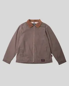 Brooklyn Cloth Lined Washed Canvas Jacket, 350 GSM Cotton Canvas Workwear Coat, 260 GSM Flannel Lining, Corduroy Collar, Utility Pockets, Camel, Small to Large