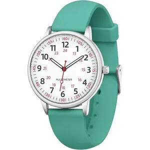 Women Watch for Nurse Easy to Read Dial Wristwatches Silicone Band Water Resistant Watches Second Hand and 24 Hour