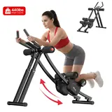 RELIFESPORTS Dual-Track Adjustable Abdominal Trainer Machine - Unisex Gym Equipment, 440LBS Steel Foldable Workout Station with LCD Monitor, High-Density Foam Padding, Dualtrack Balance, Home Gym Gear, Stomach Exercise Tool,outdoorfun