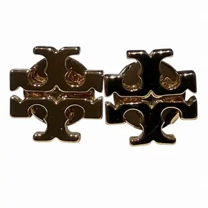 Pre-owned Tory Burch Brass Small Leather Goods Kira Stud Earrings