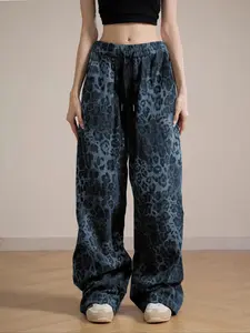 Women's Leopard Print Drawstring Waist Wide Leg Pants, Casual Loose Pants, Fall Outfits, Casual Pocket Trousers for Daily Wear, Pants for Women, Ladies Bottoms for Fall, Downtown Girl Clothes Valentine's Day, gift