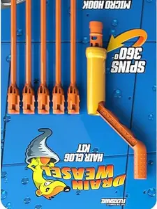 Drain Weasel Sink Snake Hair Clog Remover Tool, Pipe, Bathroom, Bathtub Cleaner, 18-inch, Made in the USA, 5 Wands and Removable Handle