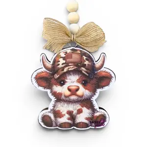 Sassy Saint Country Cutie Cow Freshie-Made to Order-Premium Air Freshener for Car, Home, or Small Space Handcrafted with Unique Designs Long-lasting Fragrance 4-8 Weeks-Country -Patriotic