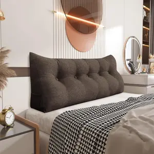 Wedge Headboard Pillow Dorm Room Reading Pillow Back Support for Sitting Up in Bed Cotton Linen 59in Brown Queen armrest pillow