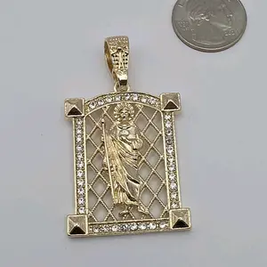 SAINT JUDE beautiful pendant clear  multi-stones gold-plated NO CHAIN