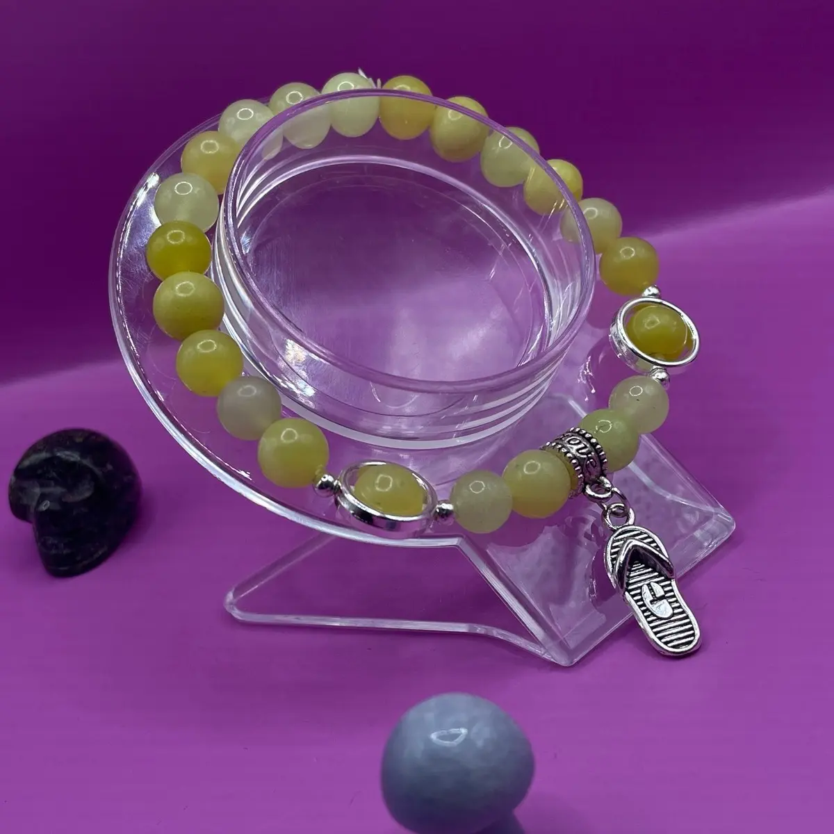 Yellow Agate Crystal Bracelet with FlipFlop Charm