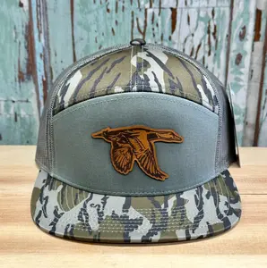 Flying Mallard Leather Patch Richardson 7 Panel Hat Bottomland trucker  hats