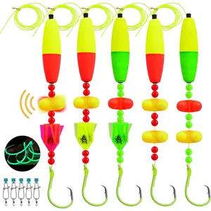 Catfish Fishing Rigs - Bank Fishing Set with 5pcs/Set, 6/0, 8/0, 10/0 Circle Hooks, High Visibility, Ready to Use Catfish Rigs