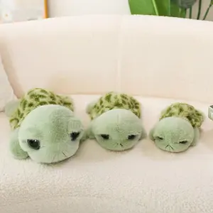 Kawaii Big Eyed Turtle Plush Toy Soft Fluffy Stuffed Animal Adorable Anime Style Plushie High Quality Filled Doll Home Room Decor Perfect Birthday Christmas Halloween Holiday Gift for Friends Family Plush Collectors