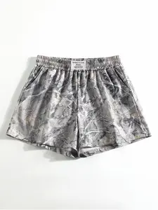 Vintage Street Withered Branch Camo Print Loose-Fit Gym Shorts, Summer Casual Style, Moderate Fabric Thickness, Comfortable Fit, Camouflage Shorts