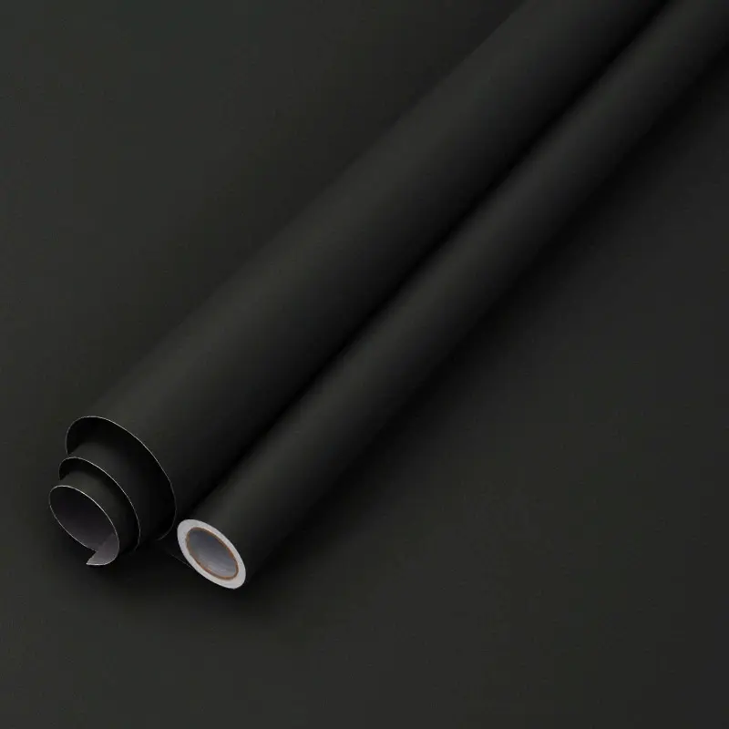 [2 Rolls] Black peel and stick contact paper, 17.72inch*118.11inch(about 14.5Sq.ft), solid black vinyl wallpaper, self-adhesive removable sticker, ideal for DIY projects on kitchen, door and other furniture surfaces.