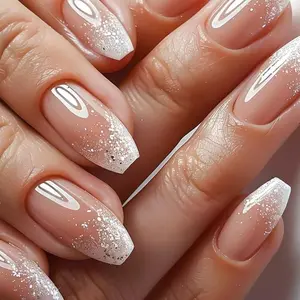 Square Press-On Nails, Gradient Design, Glue-On False Nails, Acrylic Artificial Nails