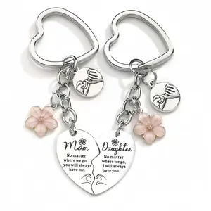 2-Piece Matching Heart-Shaped Keychain Set for Mothers/Fathers, a Mother's Day Gift for Mom.