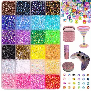 [Mother's Day Gifts ideas]24-Color 30000Pcs 3mm Jelly Flatback Rhinestones Bedazzling Kit with Tools & Tweezers, Multicolor Resin Gems for Nail Art, Shoes, Tumblers, Phone Case & DIY Diamond Art, Craft Supplies for Girls, Beginners & DIY Lovers