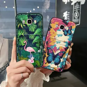 Graffiti Card slot Phone Case For Samsung Galaxy J710/J7 2016/J7108 Card bag Cover Cute protective Card sleeve Dirt-resistant Waterproof Shockproof Fashion Design Durable Cartoon