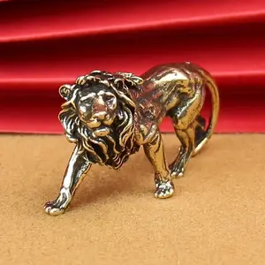 Handcrafted Vintage Brass Lion Statue, Ornaments Statues, Exquisite Detail and Majestic Posture, Indoor/Outdoor Home and Office Decor, Ideal for Collectors and Art Enthusiasts