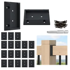Muzata 20Pcs Deck Railing Brackets Connectors Rail Support Kit for 2X4 (1.5"×3.5") Wood Post Deck Rail Bracket with 124Pcs Screws for Wooden Stair Fence Cable Railings Handrail WT11
