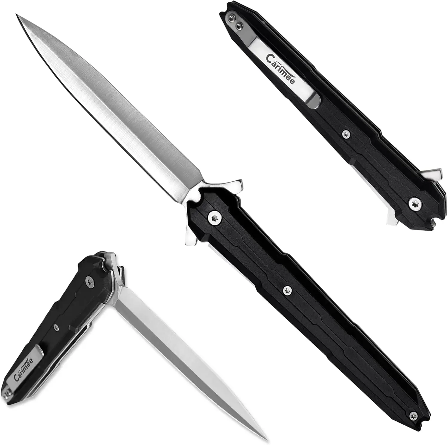 Folding Pocket Knife with 3.74" 5Cr15Mov Steel Blade, Compact Slim Profile EDC Tool with Retractable Handle, Outdoor Gear for Camping, Hiking