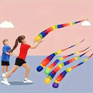 Catch Ball Toy Set, Interactive Rainbow Training Equipment, Soft Tail Design for Outdoor Play, Enhances Motor Skills & Coordination