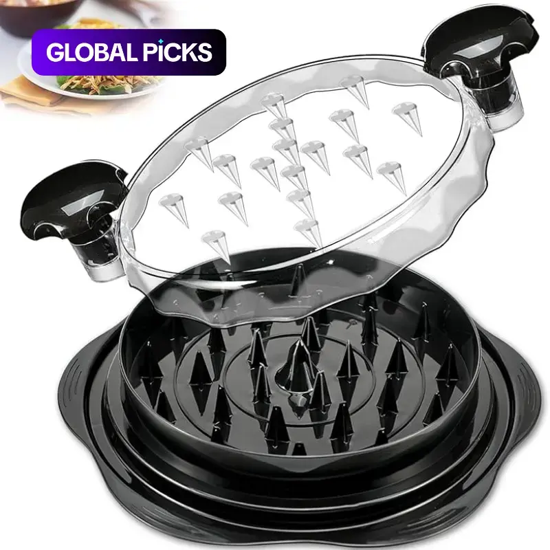 Manual Meat Shredder with Transparent Lid, Ergonomic Handle & Non-Slip Strips, BPA-Free Food Shredder, Ideal for Shredding Chicken, Pork, Beef, Kitchen Gadget, Chicken Shredder Tool #GLOBAL PICKS