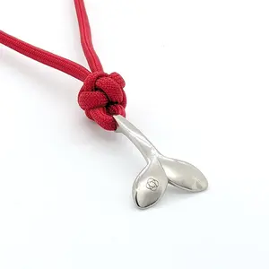 Red Whale Tail Adjustable Necklace Stainless Steel 028