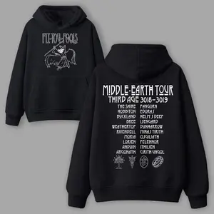 Fly You Fools Middle Earth Tour Graphic Hoodie - Wizard Long Sleeve Unisex Pullover in Soft Vintage Oversized Fit, Cozy Cotton Streetwear for Pop Culture Fans