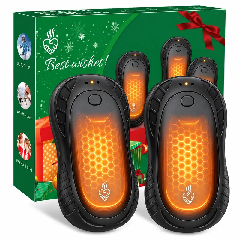 UpSport  2PCS Battery-Powered Rechargeable Pocket Hand Warmers - USB-Charging Compact Heaters, 6000mAh, Double-Sided Heating, 3 Heat Levels, Ergonomic Split Snap Swivel Design, ABS Alloy, Safe Durable for Outdoor Use, Kids, Parents
