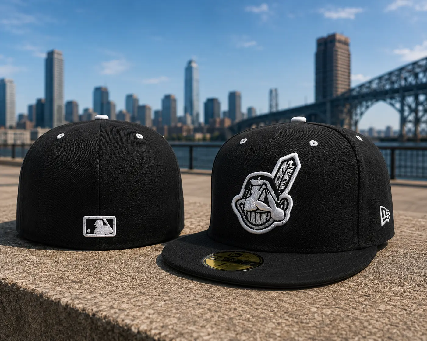 New Cleveland Indians Embroidery Baseball Era Hat 59FIFTY Flat edge Hat - Black