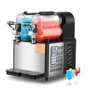 Stainless Steel Slush Maker, 2x3L Double-Tank Frozen Drinks Machine, 24-Cup Commercial Margarita Smoothie Maker for Home Parties, Restaurants