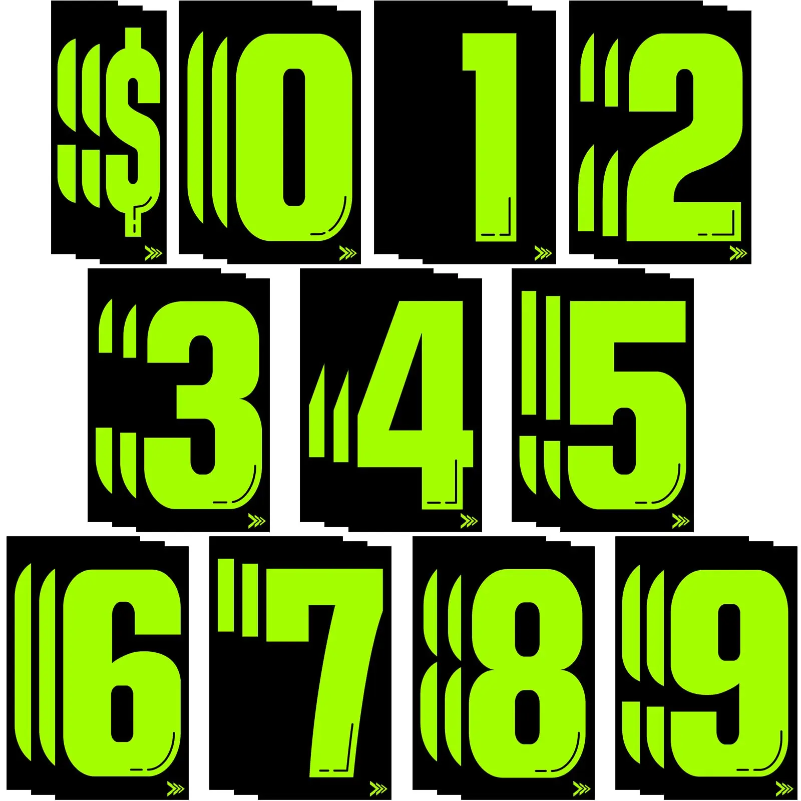 33 Pcs 7 1/2 Vinyl Number Decals Large Chartreuse Windshield Pricing Stickers Car Dealership Supplies 0-9 Car Lot Pricing Numbers for Auto Vehicle Window Brand: Engrowtic