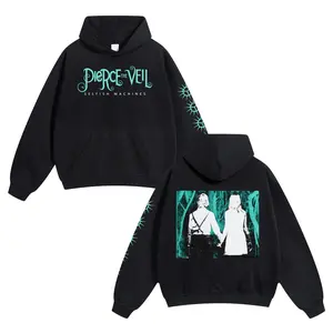 Unisex Pierce The Veil Band  Cotton Hoodie For Autumn Winter Thick Warm Retro Print Versatile For Ins Street Style Couples Outfits Top Choice For Boyfriend Gift Fabric Menswear Casual Fit