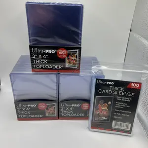 Ultra Pro 3X4 100pt Point Toploaders 3 Packs of 25 and 100 Thick Sleeves