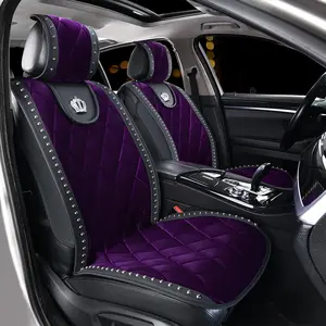 Car Seat Covers Set, Full Coverage Queen Crown Design, Vintage Metal Rivets Universal Fit, Front & Rear Seats Protector, Automotive Seat Covers