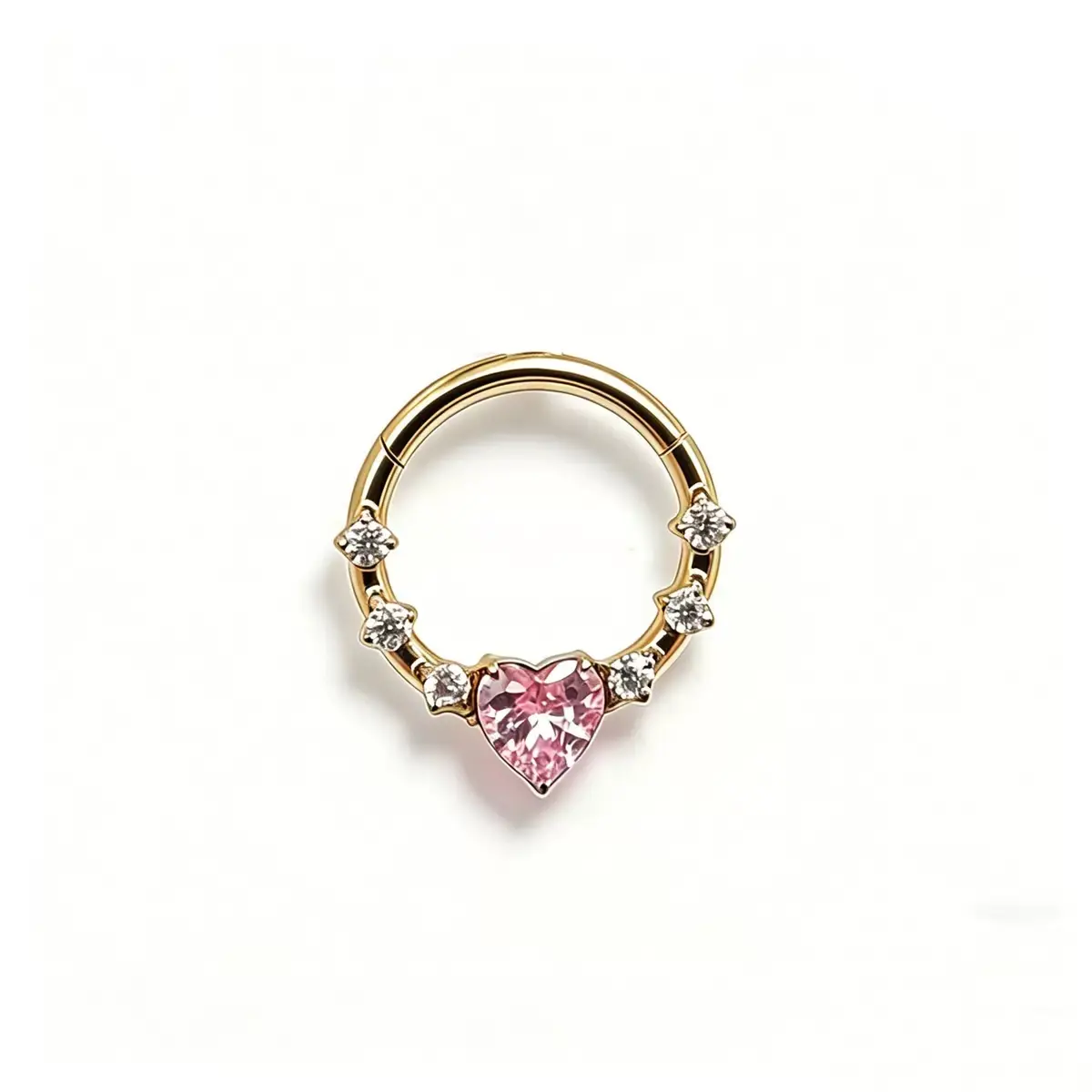 F136 Titanium Pink Heart Septum Ring Septum Piercing Jewelry For Women 10mm Hoop