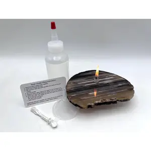 Natural Agate Oil Lamp. Gray, Brown Agate Rock Candle for Unique Gift for Her, Gift for Him or Minimalist Home Decor Piece. FoundInTheGroundShop