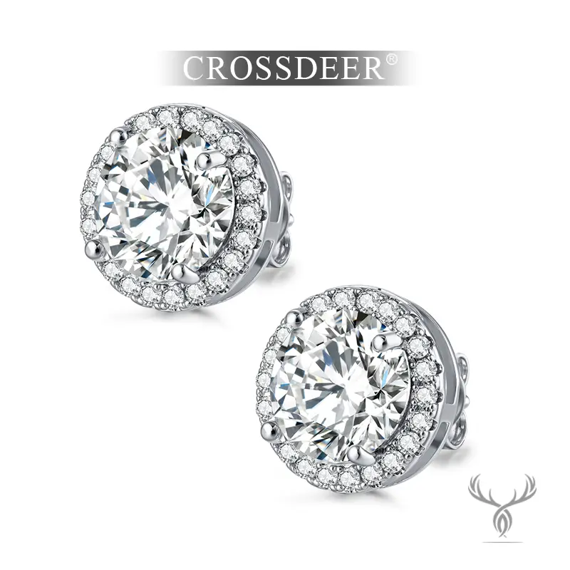 18K gold-plated earrings with 5A brilliant cut stones, colorfast and gentle on ears