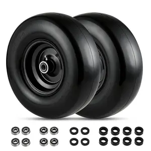 13x5.00-6 Flat Free Lawn Mower Tire and Wheel, 13x5-6 Tires with 3/4" Bushing & 5/8" 1/2" Adapter, 353 LBS Capacity, 3.25" Centered Hub, for Garden Cart and Yard Equipment, 2 Pack