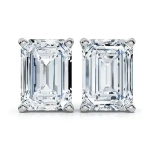 2Ct TW Emerald Cut Diamond Studs 14k Gold Lab Grown