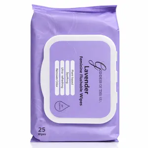 Lavender Feminine Flushable Wipes — pH-Balanced, Soothing Aloe & Calendula, Gentle Cleansing Wipes for Women, Biodegradable & Hypoallergenic (25 Count)