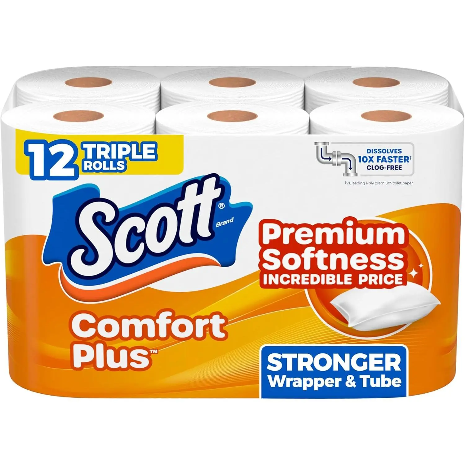 Scott ComfortPlus Toilet Paper, 12 Triple Rolls, 231 Sheets per Roll Scott ComfortPlus Toilet Paper, 12 Triple Rolls, 231 Sheets per Roll