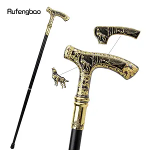 Golden Black Luxury Wolf Handle Walking Cane Fashion Decorative Walking Stick Gentleman Elegant Cosplay Cane Knob Crosier 90cm Hiking Stick