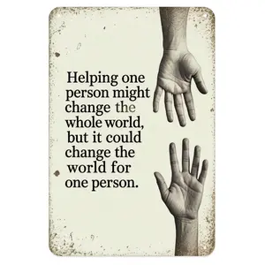 Change The World Quote Tin Sign, Vintage Kindness Metal Sign Print Aesthetic Room Decoration for Home Bedroom Kitchen Bar Coffee Bathroom Indoor Outdoor Wall Decor, 8 X 12 in