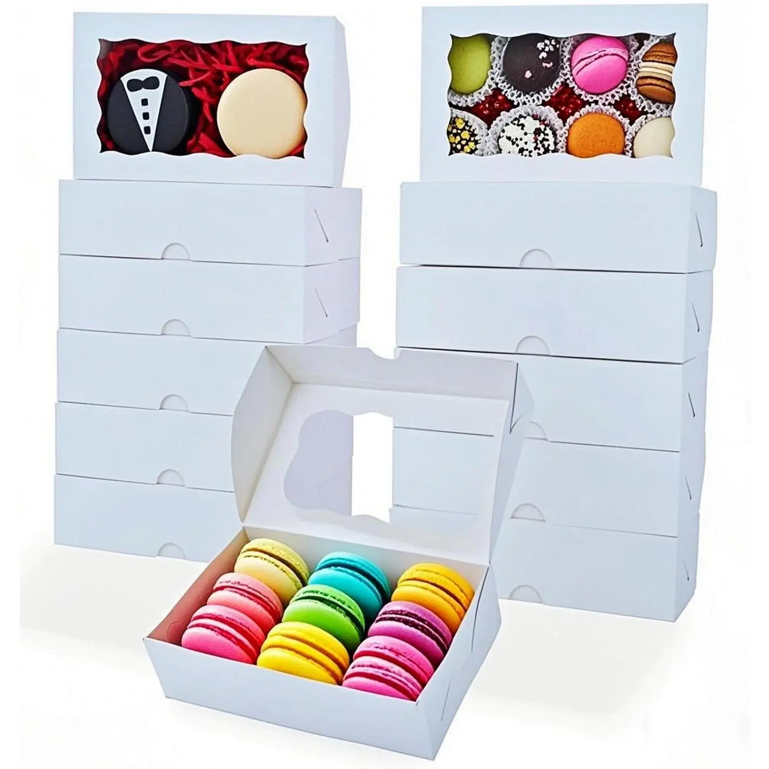 50 count 7x4 3/8 x1 1/2  Inch Cookie Boxes with Window Chocolate Truffle Boxes Brownie Boxes Bakery Pastry Gift Boxes Soap Boxes Dount Boxes Browine Cake Boxes  Boxes for Party Favors Christmas