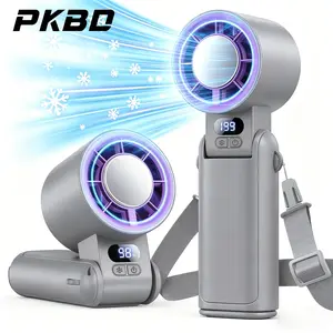 PKBD Portable Handheld Turbo Fan - 1-199 Speed Adjustable, LED Display, High-Power Motor, Rechargeable Battery, 4-in-1 Pocket Design Mini Fan for Indoor, Outdoor Use