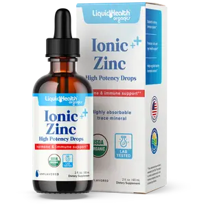 Organic Ionic Liquid Zinc Supplement Drops for Immune Support Skin And Eye Health High Potency