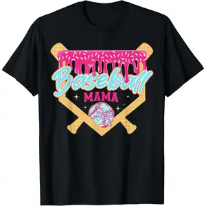 Baseball Mom Drip Ice Cream Baseball Mama Mother's Day T-Shirt